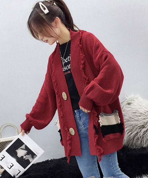 セール カーディガン レディース 秋冬 韓国ファッション Bigシルエット カーデ ボタン ミニミニストア Miniministore Magaseek