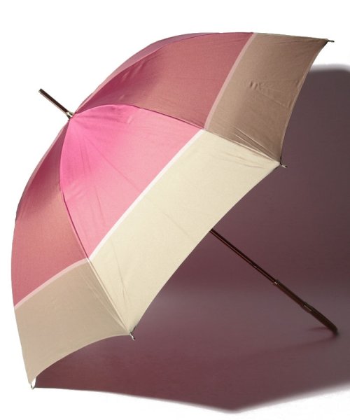 LANVIN Collection(umbrella)(ランバンコレクション（傘）)/LANVIN COLLECTION(ランバン コレクション)婦人長傘ポリエステルツイル先染ボーダー/レッド