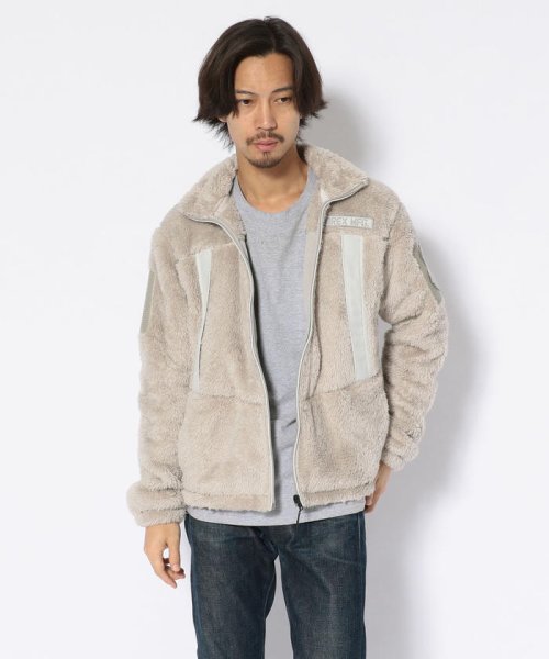 AVIREX(AVIREX)/フリース コンバット ジップカーディガン/LONG PILE FLEECE COMBAT ZIP CARDIGAN/SILVER