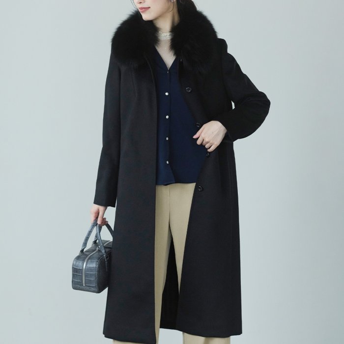 カシミヤ100 ロングコートフォックスファー付き サンキョウショウカイ Sankyoshokai Magaseek