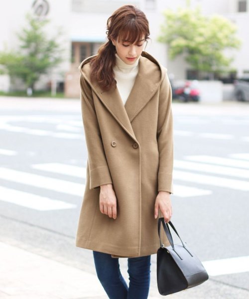 [Filomo]カシミヤ混ウールフード付きコート 