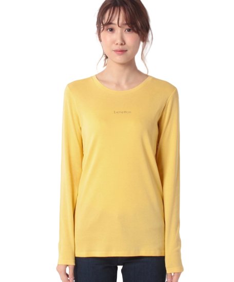 BENETTON (women)(ベネトン（レディース）)/ロゴクルーネック長袖Tシャツ・カットソー/ライトイエロー