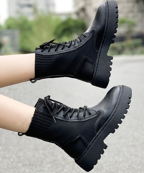 セール 30 Off ショートブーツ レディース 編み上げブーツ レースアップ ソックスブーツ エンジニア ワークブーツ ミニミニストア Miniministore Magaseek