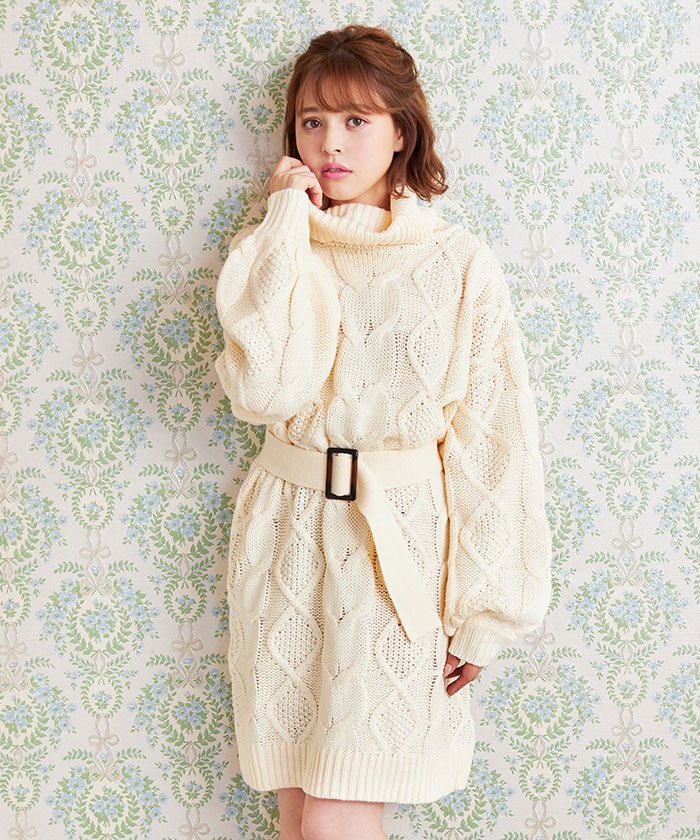 セール 12 26 ヒルナンデス紹介 ベルト付ケーブルニットopオフタートル イング Ingni Magaseek