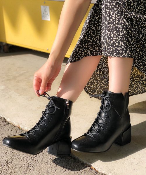 セール スクエアトゥレースアップブーツ シュガーシュガー Sugar Sugar Magaseek