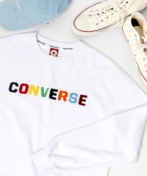 LAZAR(ラザル)/【Lazar】CONVERSE/コンバース カラーロゴ刺繍クルーネックスウェット/ホワイト