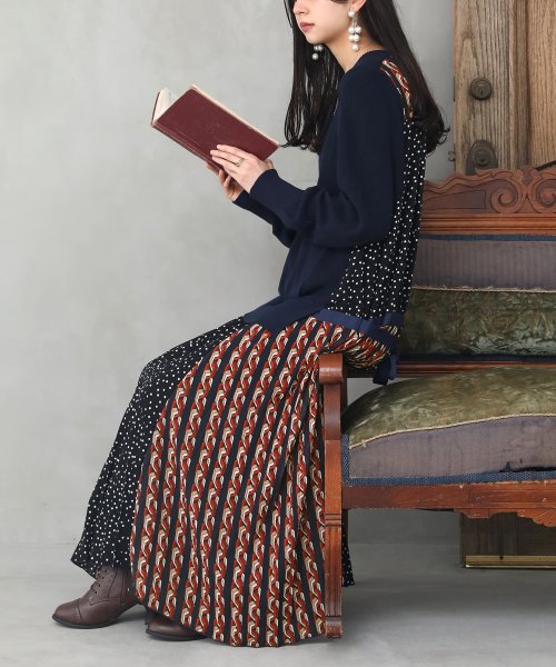 異素材mix配色ワンピース オシャレウォーカー Osharewalker Magaseek