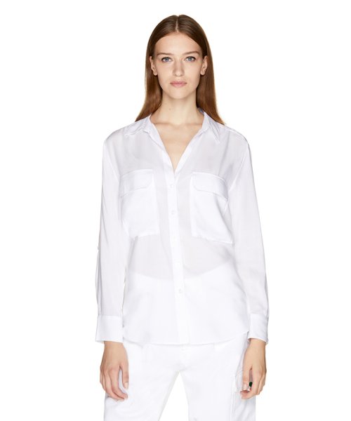 BENETTON (women)(ベネトン（レディース）)/アウトポケットオーバーサイズシャツ・ブラウス/ホワイト