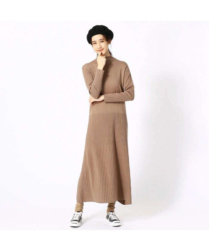コムサイズム Comme Ca Ism ハイネック ニットワンピース ブラウン コムサイズム Comme Ca Ism Magaseek
