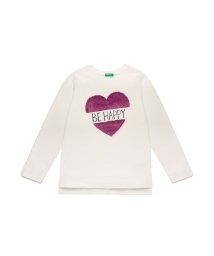 BENETTON (UNITED COLORS OF BENETTON GIRLS)(ユナイテッド　カラーズ　オブ　ベネトン　ガールズ)/ファーモチーフTシャツ・カットソー/オフホワイト