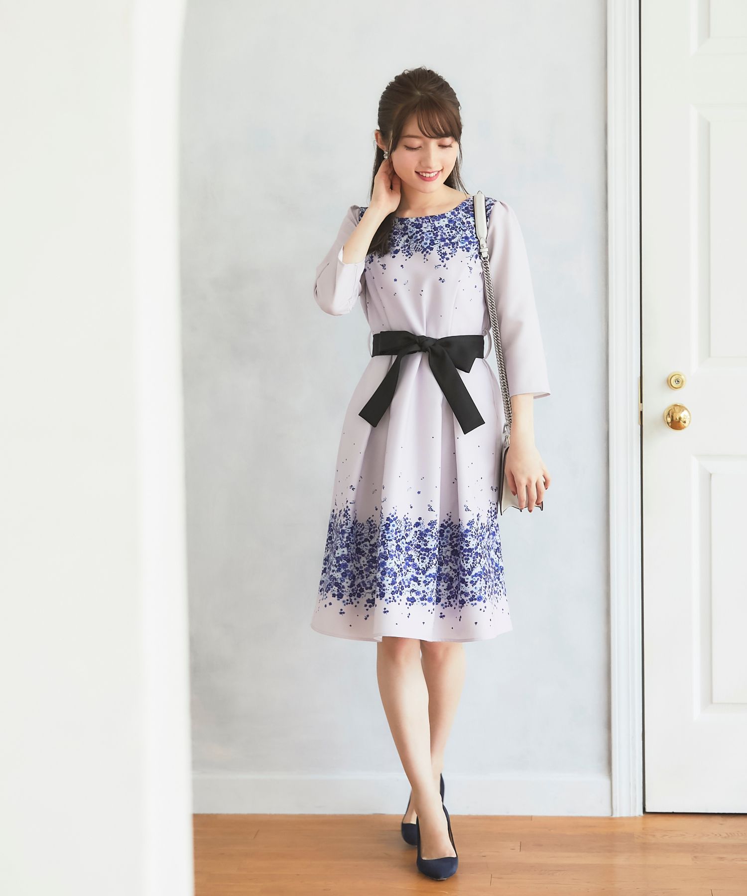 ウエストりぼん付きパネルフラワーワンピース トッコクローゼット Tocco Closet Magaseek