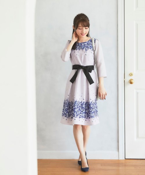 ウエストりぼん付きパネルフラワーワンピース トッコクローゼット Tocco Closet Magaseek