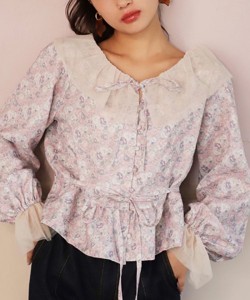 NICE CLAUP OUTLET(ナイスクラップ　アウトレット)/【one after another】Ando flower　blouse/ラベンダー