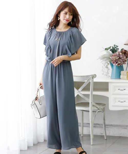 ショルダーフリルオールインワンパンツドレス プールヴー Pourvous Magaseek