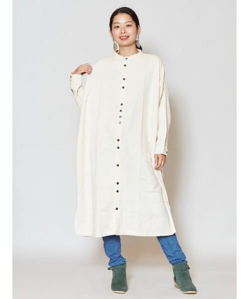 セール チャイハネ 無地コットンバンドカラーロングシャツ ユニセックス Nww 9302 チャイハネ Cayhane Magaseek