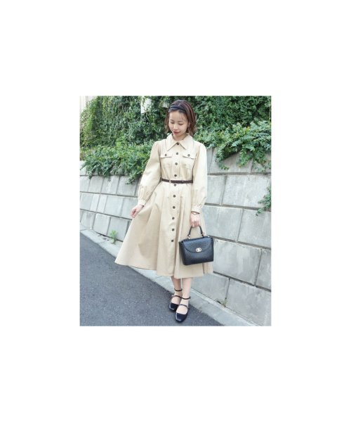 セール フィント F I N T ベルト付きべっ甲釦シャツワンピース Beige フィント F I N T Magaseek