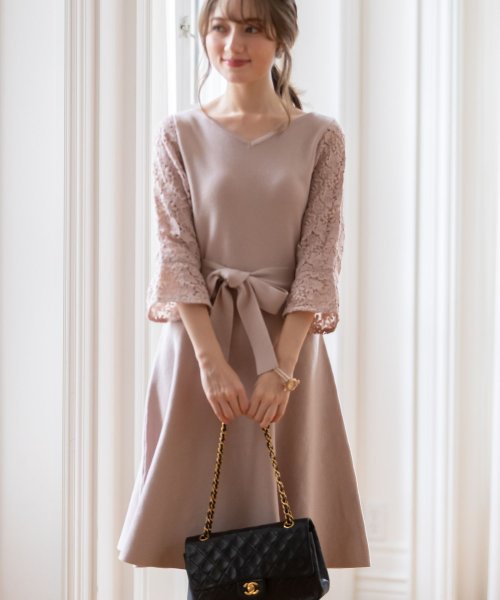 袖フラワーレースニットワンピース トッコクローゼット Tocco Closet Magaseek