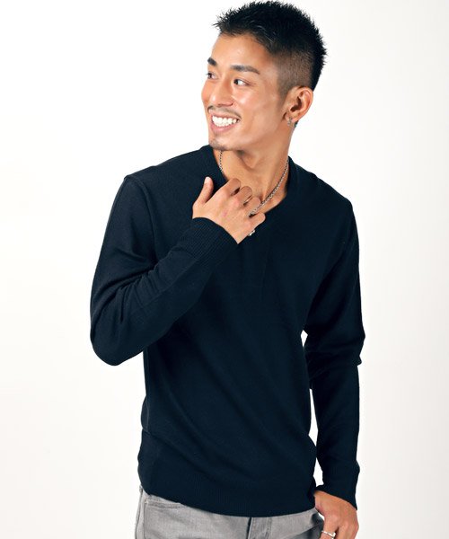 カシミアタッチvネックニット ニット メンズ Vネック カシミアタッチ セーター ラグスタイル Luxstyle Magaseek