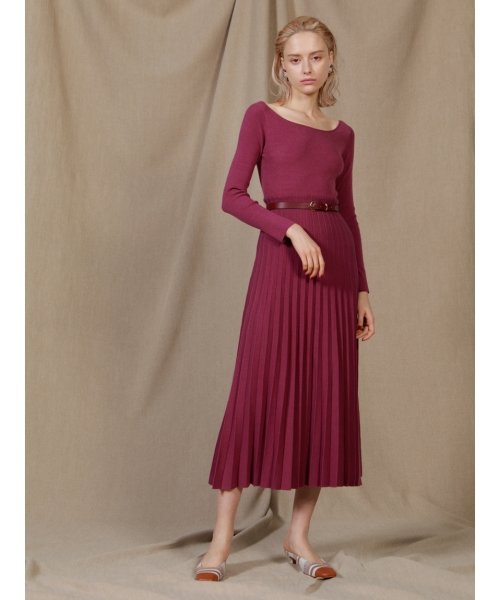 セール プリーツニットロングワンピース リリー ブラウン Lily Brown Magaseek