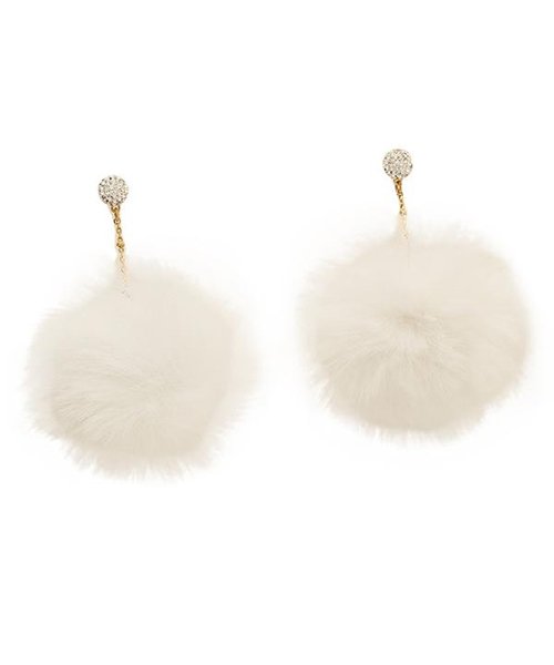 kate spade new york(ケイトスペードニューヨーク)/ケイトスペード ピアス アクセサリー KATE SPADE WBRUH005 100 CHIC AND CUSHY LINEAR POUF EARRINGS レ/ホワイト