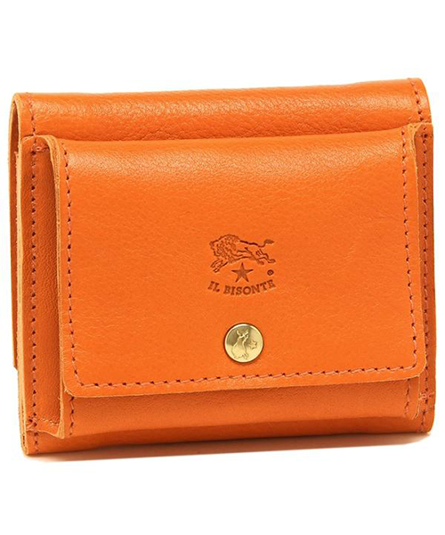 イルビゾンテ 折財布 IL BISONTE C0940 P 166 CLASSIC レディース 三つ折り財布 無地 ORANGE