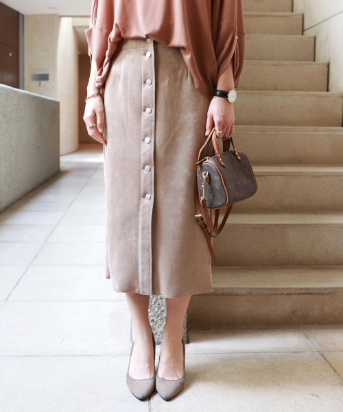 SEE BY CHLOE】スエードポンチ前ボタンタイトスカート(502780751  