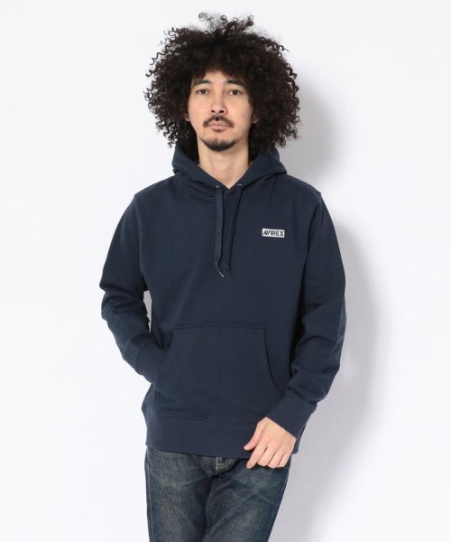 AVIREX(AVIREX)/【WEB限定】スモールボックスロゴ プルオーバー パーカー/ SMALL BOX LOGO PULL OVER PARKA/NAVY