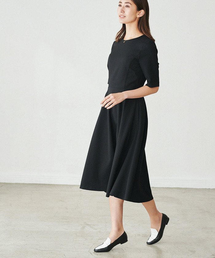 セール 結婚式にも 洗える セットアップ対応 ボディシェルツイルフィット フレアワンピース ロペ Rope Magaseek