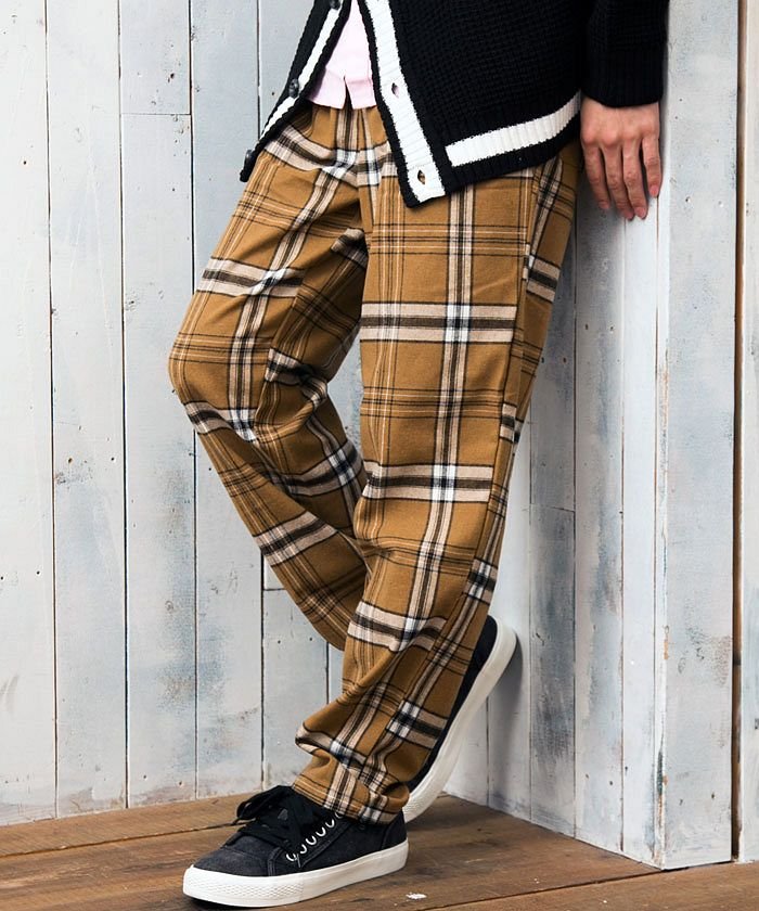 ワイドパンツチェックパンツメンズバギーパンツテーパードパンツ トップイズム Topism Magaseek