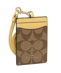 COACH(コーチ)/コーチ 定期入れ アウトレット COACH F63274 IDランヤード シグネチャー コーティング キャンバス パスケース/カーキ／サンフラワー