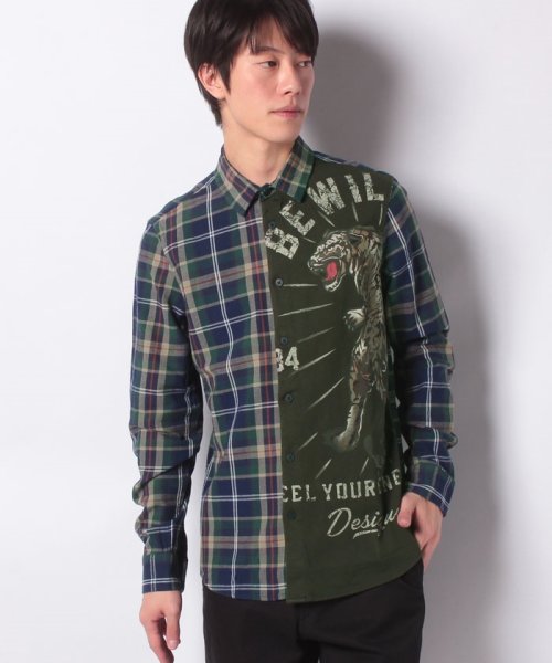 Desigual(デシグアル)/MAN WOVEN SHIRT LONG SLEEVE/ブルー系