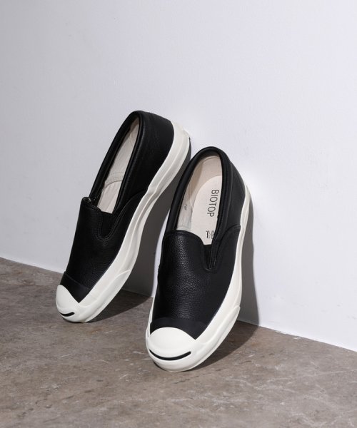 ADAM ET ROPE'(アダム　エ　ロペ)/【CONVERSE for BIOTOP】JACK PURCELL LEATHER SLIP－ON/ブラック（01）