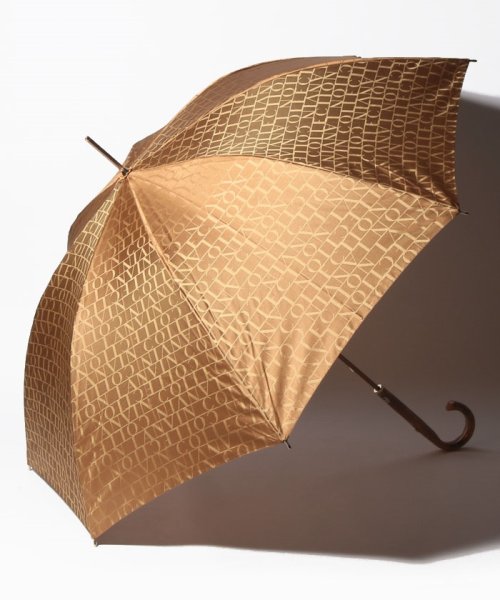LANVIN Collection(umbrella)(ランバンコレクション（傘）)/LANVIN COLLECTION(ランバン コレクション)婦人長傘 先染ロゴジャガード/キャメル