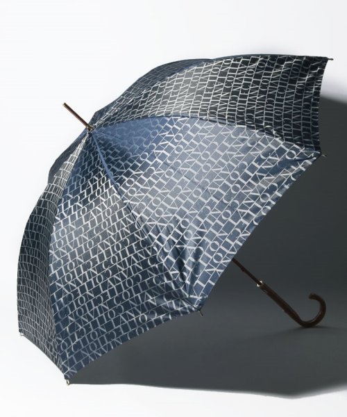 LANVIN Collection(umbrella)(ランバンコレクション（傘）)/LANVIN COLLECTION(ランバン コレクション)婦人長傘 先染ロゴジャガード/ネイビー