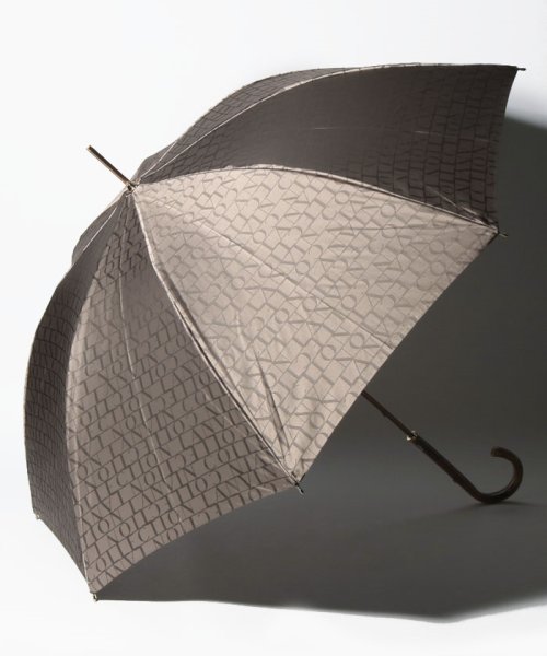 LANVIN Collection(umbrella)(ランバンコレクション（傘）)/LANVIN COLLECTION(ランバン コレクション)婦人長傘 先染ロゴジャガード/ブラウン系