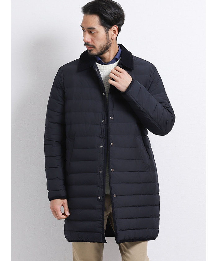 シームレス ロングダウンコート 紺