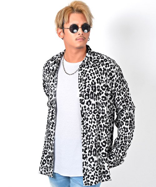 レオパード柄レーヨンシャツ シャツ メンズ 長袖 レオパード柄 豹柄 レーヨン ビッグ ラグスタイル Luxstyle Magaseek