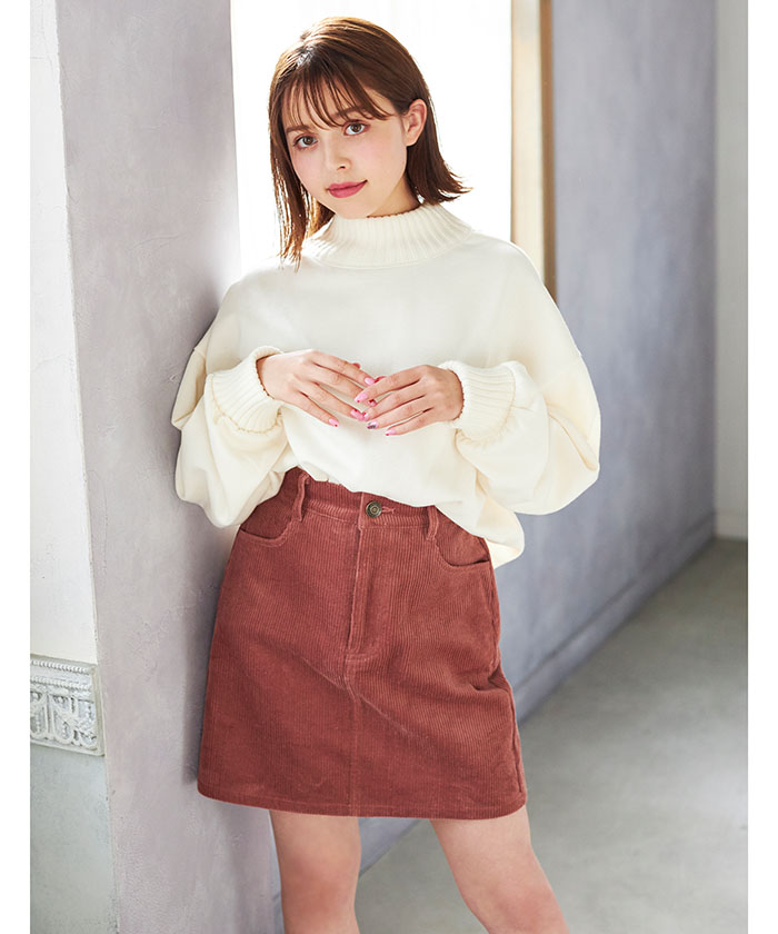 INGNI イング☆ミニスカート（M）赤 コーデュロイ 台形 ベルト - スカート