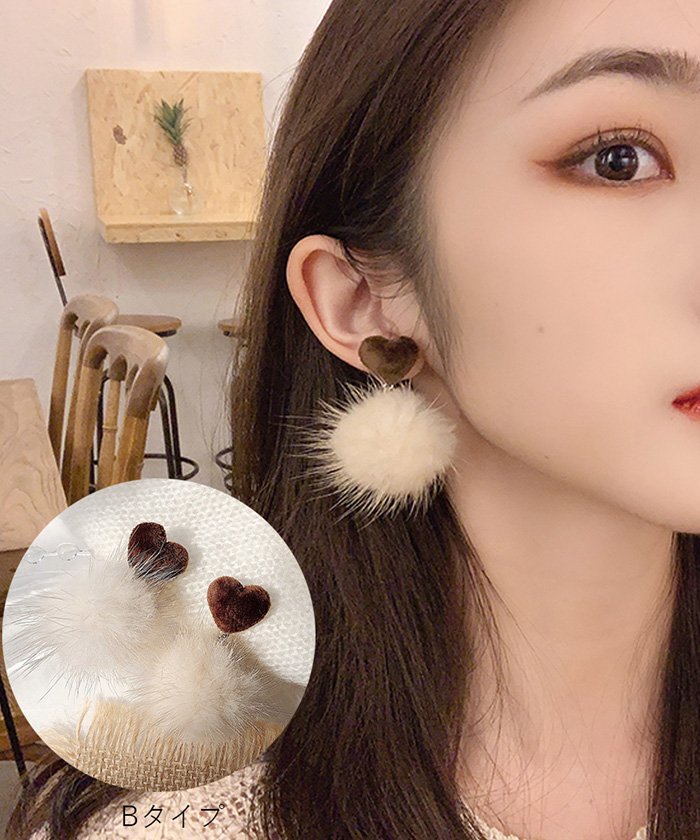 ファーピアス レディース ふわふわ アクセサリー ファッション雑貨 小物 ポンポンピアス ミニミニストア Miniministore Magaseek