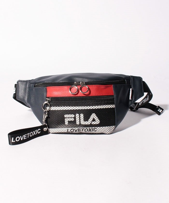 セール Filaコラボ フェイクレザーウエストバッグ ラブトキシック Lovetoxic Magaseek