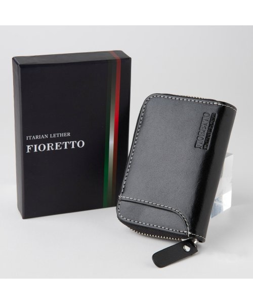FIORETTO(FIORETTO)/牛革 イタリアンレザー コンパクト財布（ファスナータイプ）/ブラック