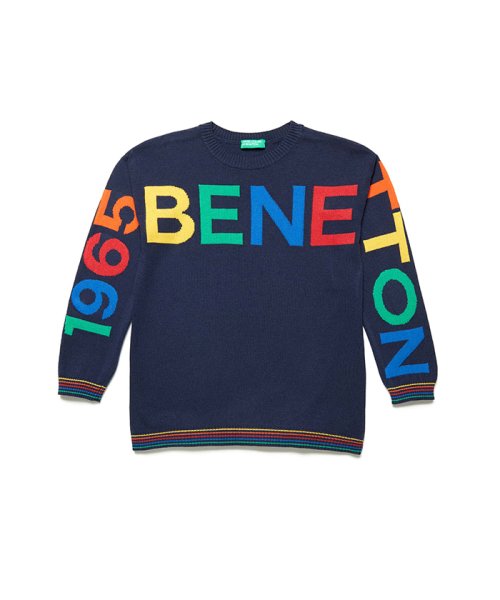 BENETTON (UNITED COLORS OF BENETTON BOYS)(ユナイテッド　カラーズ　オブ　ベネトン　ボーイズ)/カラフルロゴニット・セーター/ネイビー