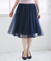 tocco closet(トッコクローゼット)/ミモレ丈チュールスカート/NAVY