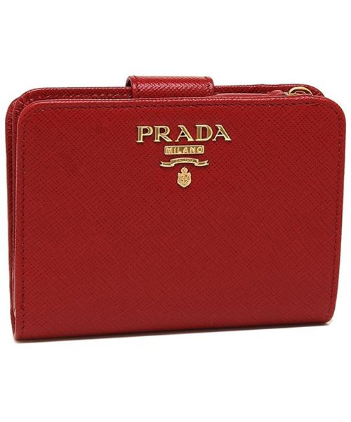 セール プラダ 財布 Prada 1ml018 Qwa F068z Saffiano レディース 二つ折り財布 無地 Fuoco 赤 プラダ Prada Magaseek