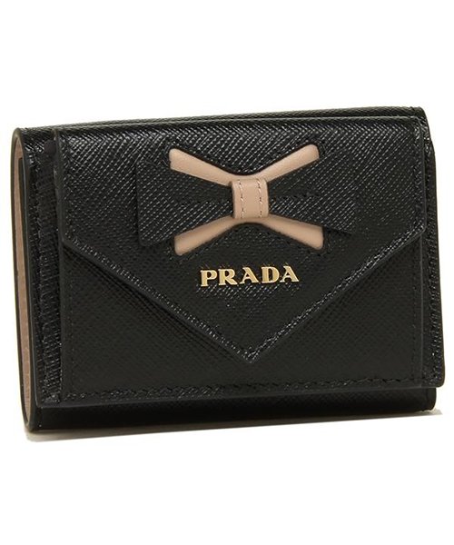 セール プラダ 財布 Prada 1mh021 2b7s F0g28 Saffiano Leather サフィアーノ レザー ツートーン リボン レディース 三つ折り財 プラダ Prada Magaseek