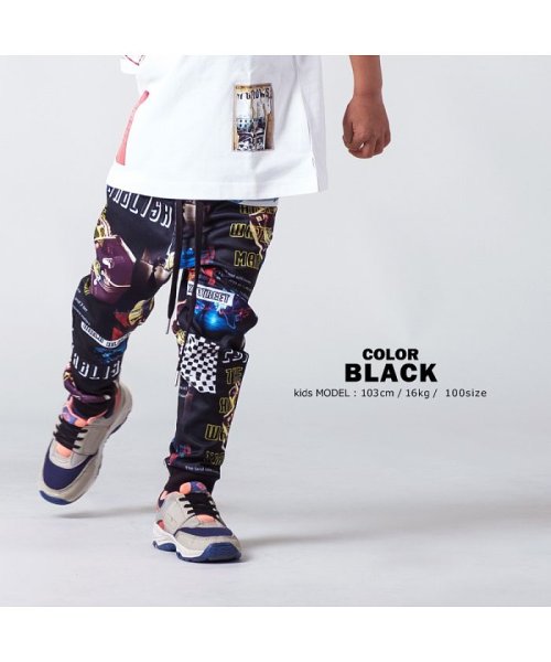 セール コラージュプリントリブパンツ パンツ ジョガーパンツ スリムパンツ ジャージ スウェットパンツ メンズ レディース キッズ 韓国ファッション ペアルック ワンフォークロージング 1111clothing Magaseek