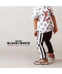 1111clothing(ワンフォークロージング)/【 ライン配色パンツ 】  ラインパンツ 韓国 メンズ レディース パンツ スリムパンツ ジャージ キッズ  韓国ファッション ペアルック カップル お揃い  /ブラック系2