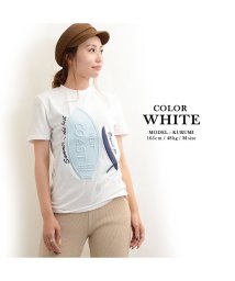 1111clothing(ワンフォークロージング)/半袖 tシャツ サーフボード メンズ レディース 韓国ファッション ペアルック カップル デニム エンボス 刺繍 お揃い カットソー トップス 細身 タイト 2/ホワイト