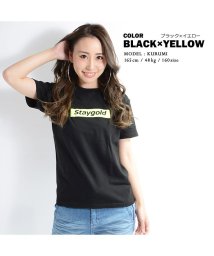 1111clothing(ワンフォークロージング)/【STAYGOLDボックスロゴ プリントTシャツ】 Tシャツ メンズ 半袖 ビッグT ビックT レディース ユニセックス トップス カットソー コットン ロゴT/ブラック系3