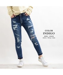 セール ダメージデニム デニムパンツ メンズ レディース 韓国 ファッション 秋 冬 ペアルック カップル お揃い スキニーパンツ ボトムス 服 ジーパン ジーンズ 2 ワンフォークロージング 1111clothing Magaseek